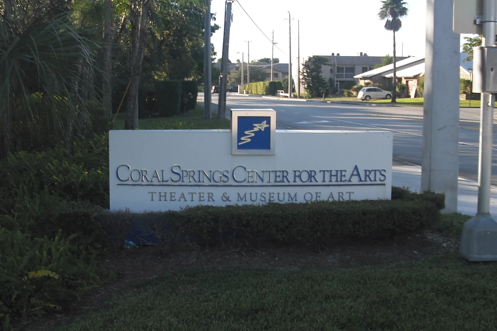The sign outside the Coral Springs Center for the Arts on Coral Springs Drive, the city's main concert and theater stage.