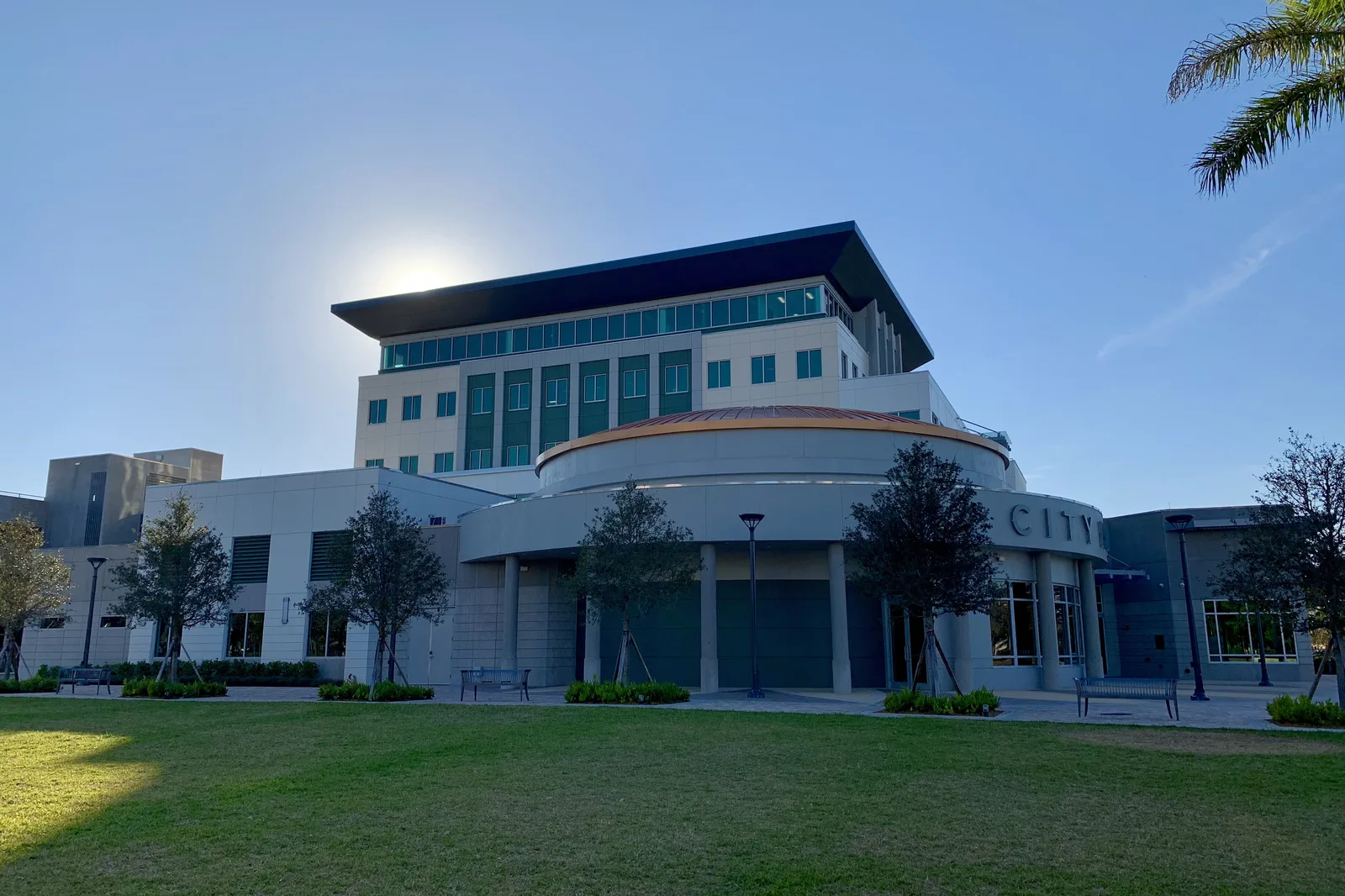 Coral Springs City Hall on West Sample Road, the center of the city's downtown