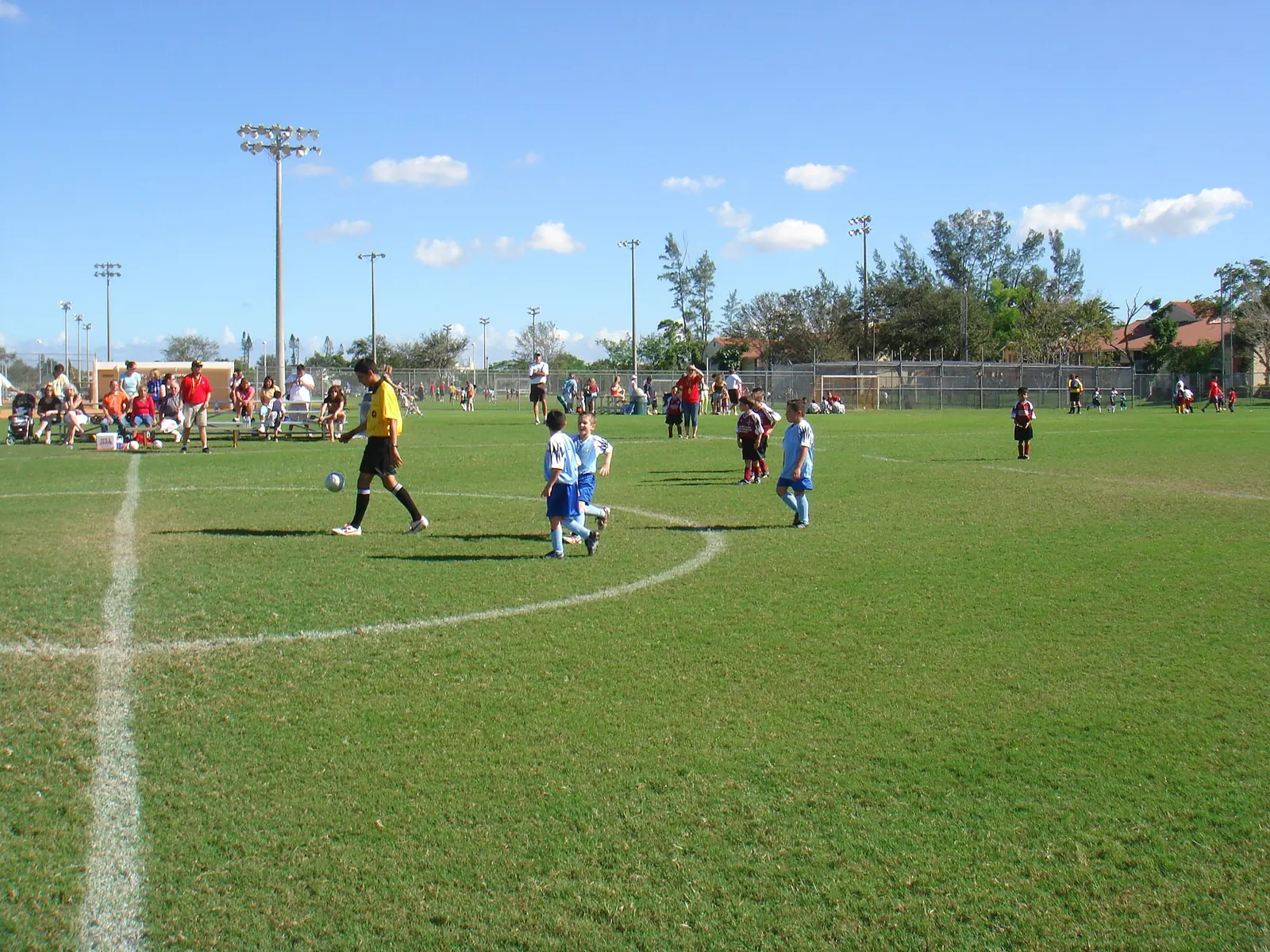 A youth soccer game on the fields at Cypress Park in Coral Springs