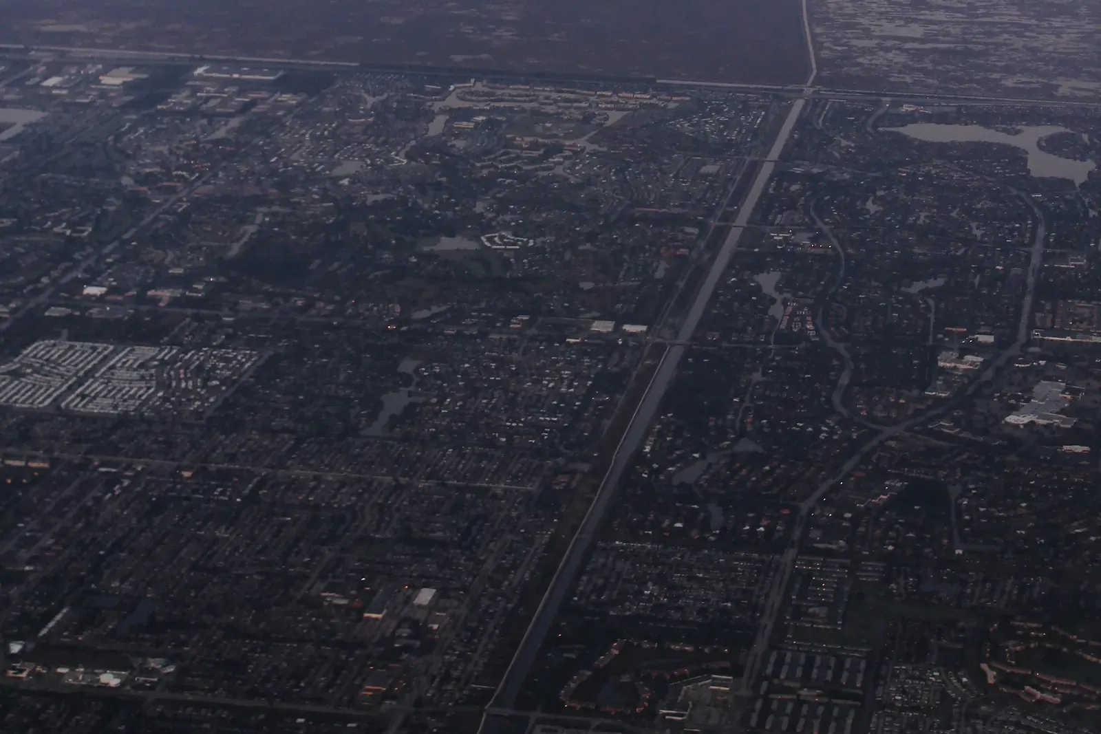 Coral Springs neighborhoods and main roads seen from the air