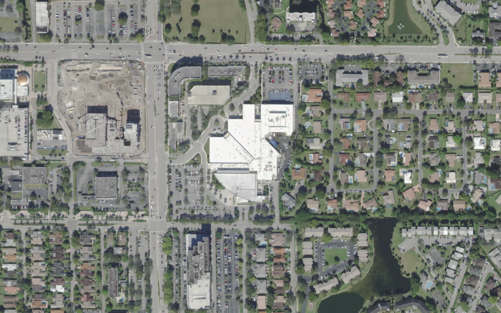 Coral Springs Charter School's building on North University Drive, seen from the air