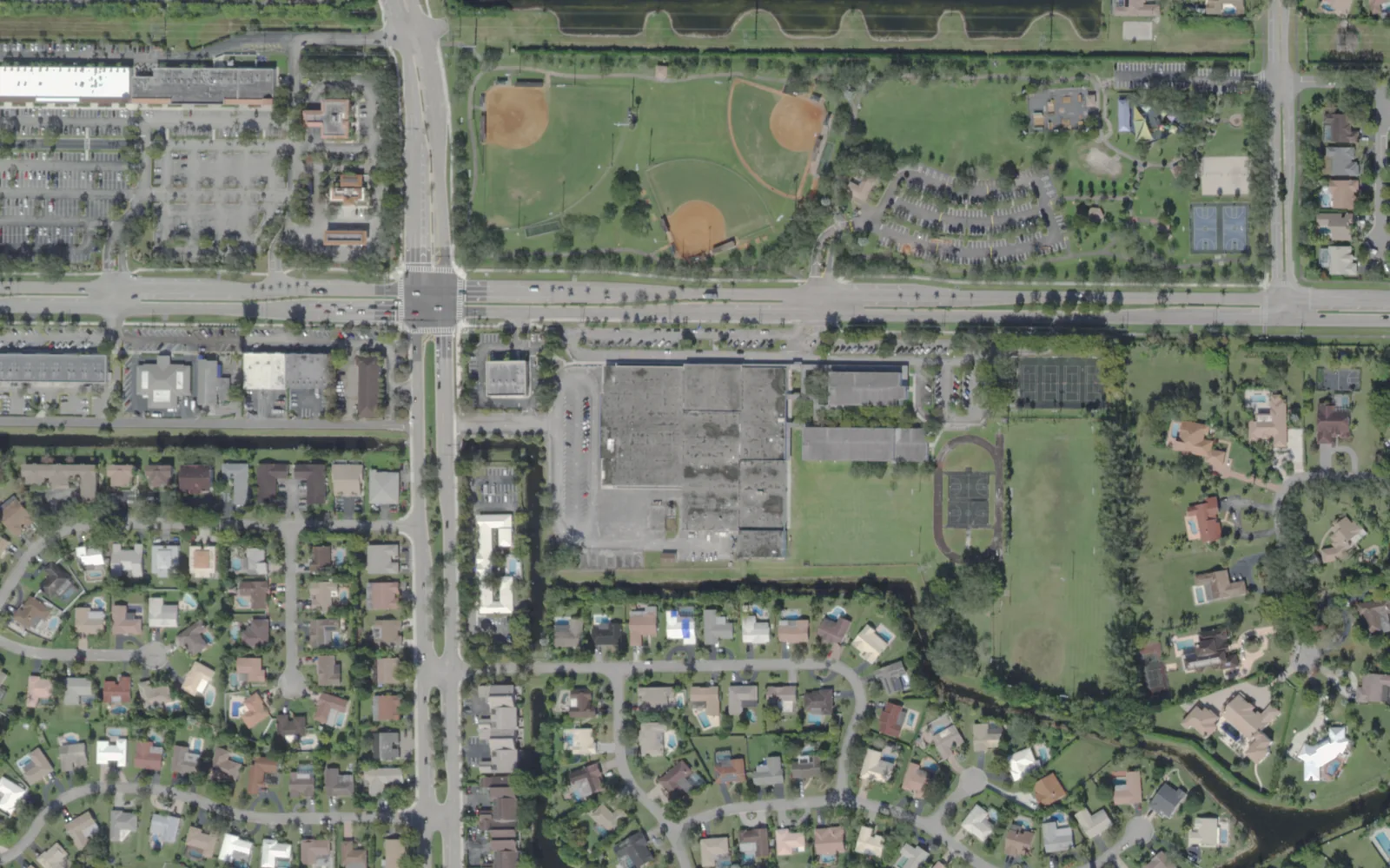 Coral Springs Middle School's campus on West Wiles Road, seen from the air