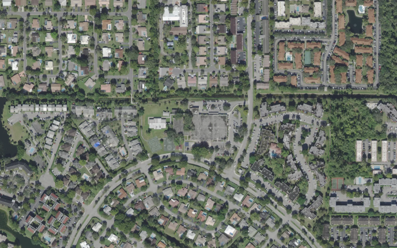 Forest Hills Elementary School's campus on Northwest 85th Avenue, seen from the air