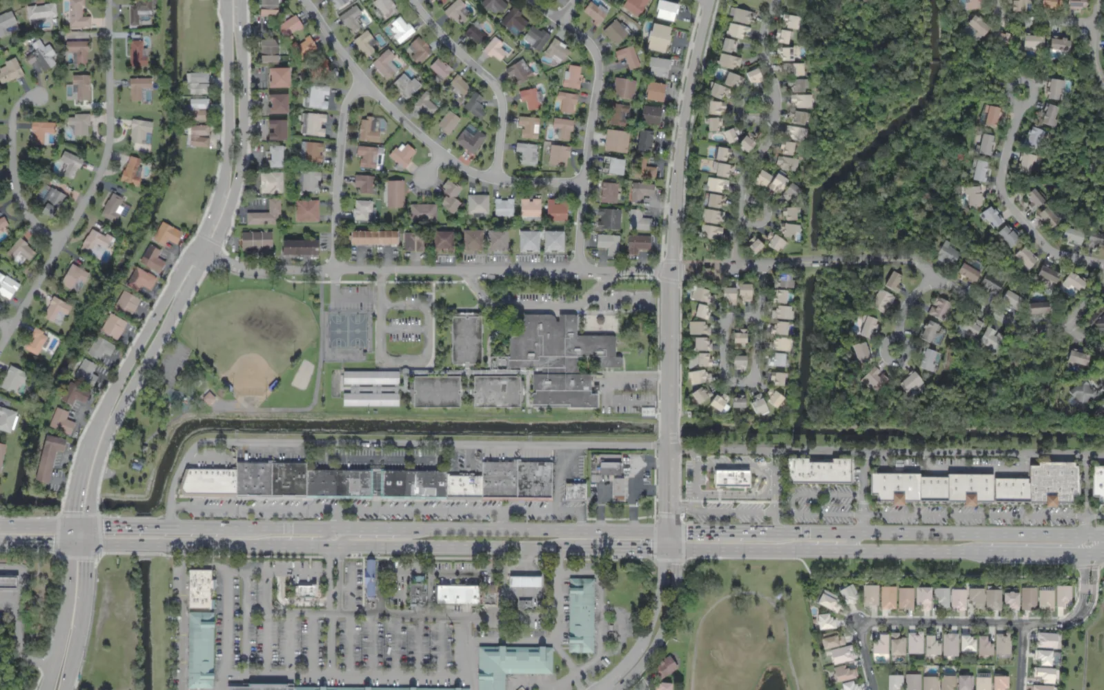 James S. Hunt Elementary School's campus on Northwest 35th Court, seen from the air