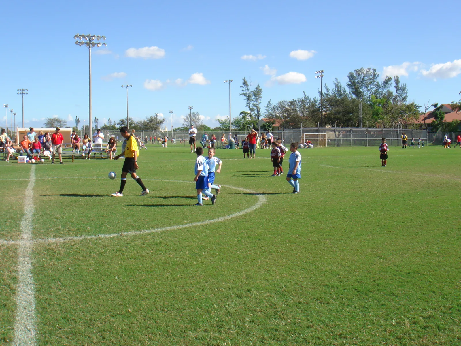 A youth soccer game on the fields at Cypress Park on Coral Springs Drive.